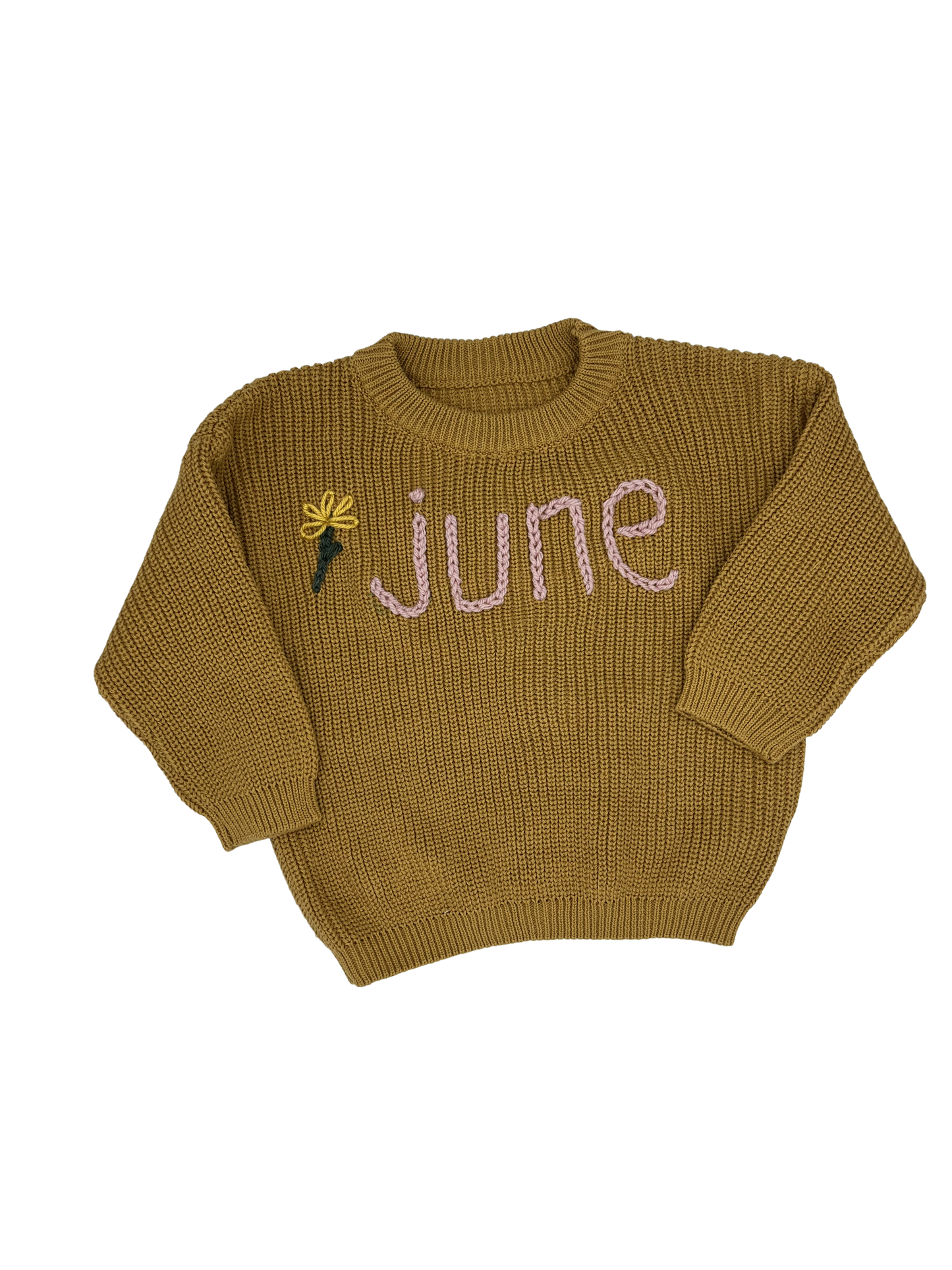 Personalized Hand Embroidered Baby and Toddler Sweaters Block letters