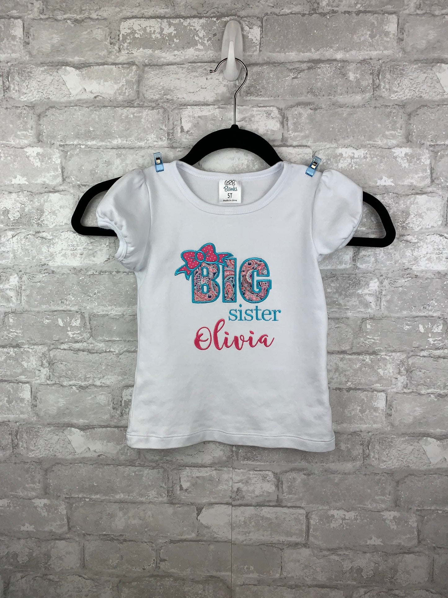 Personalized Big Sister Embroidered Shirt