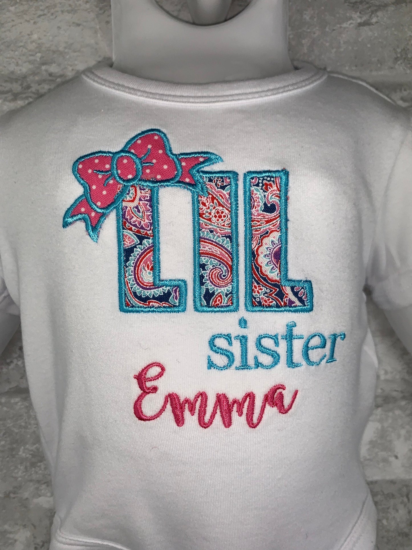 Personalized Little Sister Embroidered Shirt