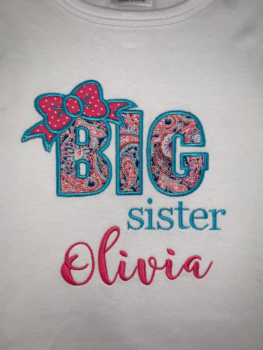 Personalized Big Sister Embroidered Shirt