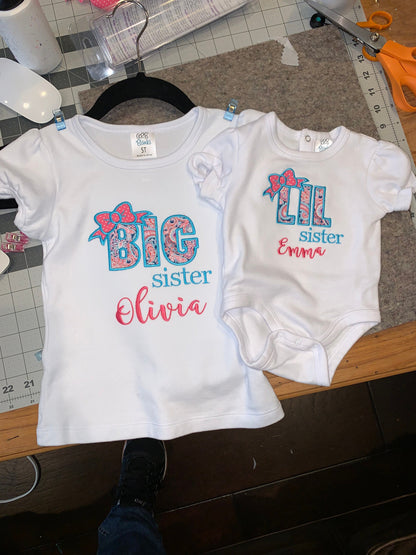 Personalized Embroidered Big Sister Announcement Shirt