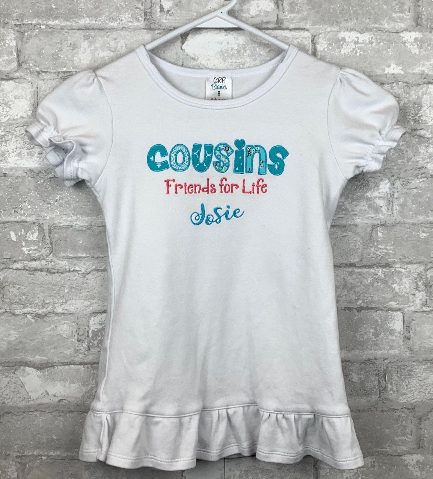 Cousins are Friends for Life Embroidered Shirt, Cousins shirts are great for reunions, Easter and other get togethers.