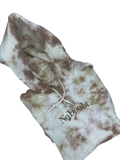 Tie Dye Embroidered Hoodie - No Doubt...-Coffee