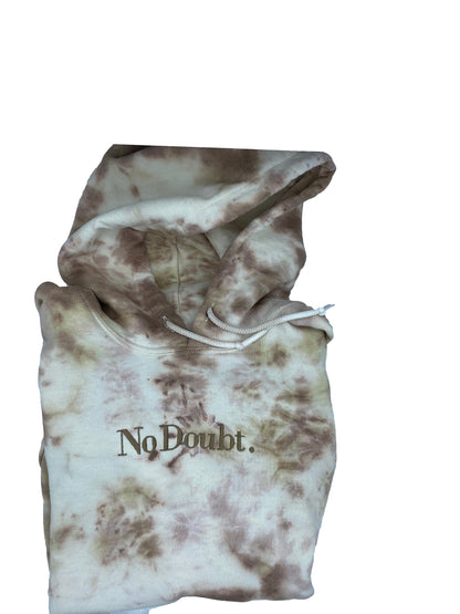 Tie Dye Embroidered Hoodie - No Doubt...-Coffee