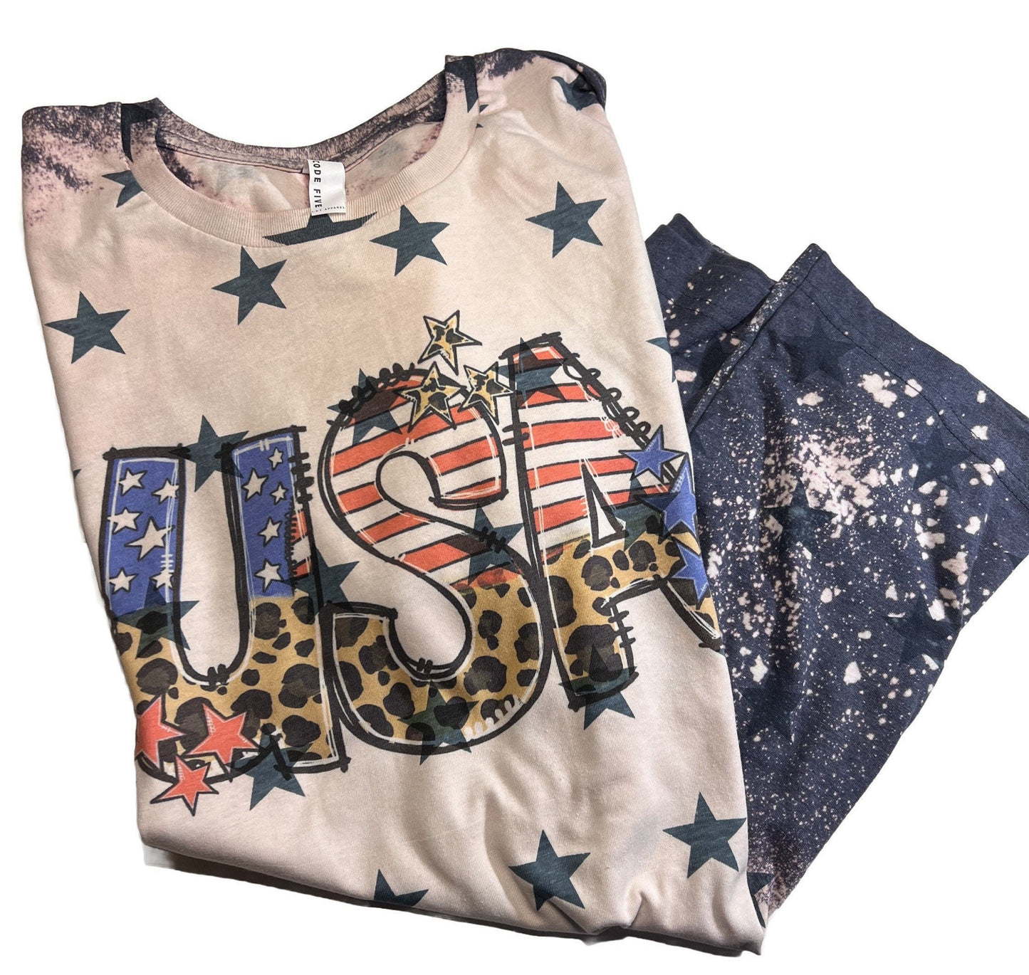 USA Bleached T-Shirt - Patriotic Tees