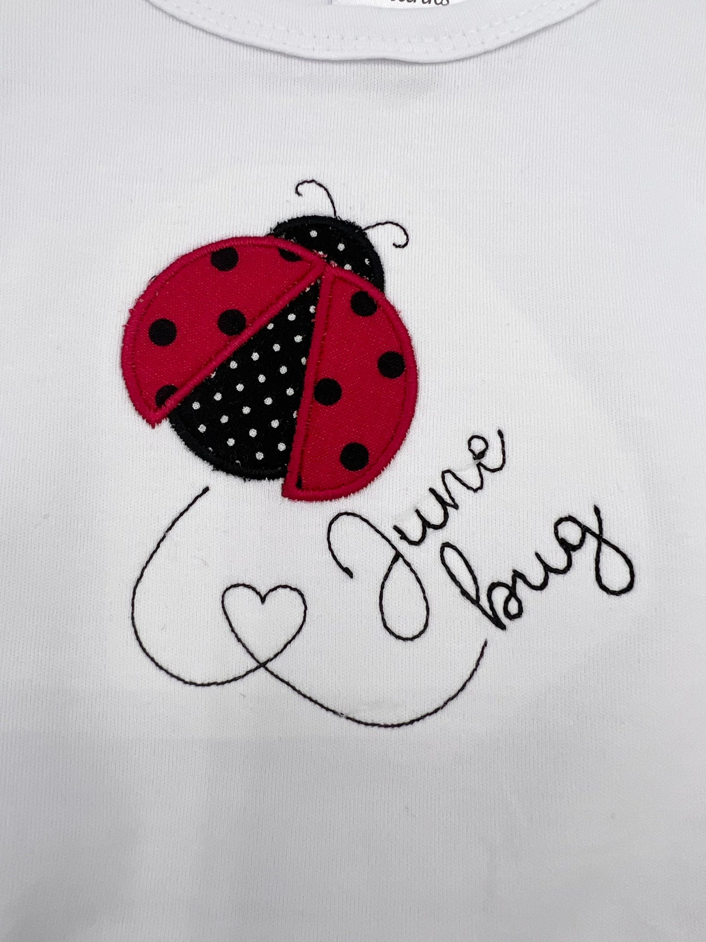 Personalized Embroidered Lady Bug Infant child One piece  June BUG