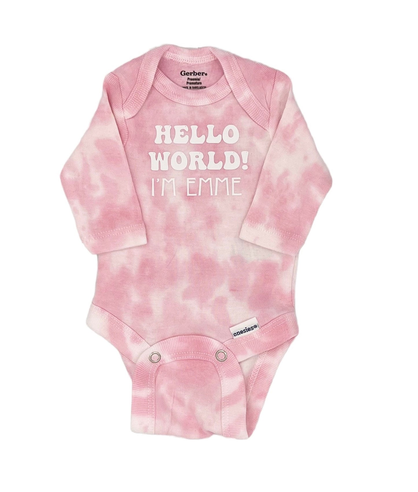 Personalized HELLO WORLD Tie Dye Baby Coming Home outfit