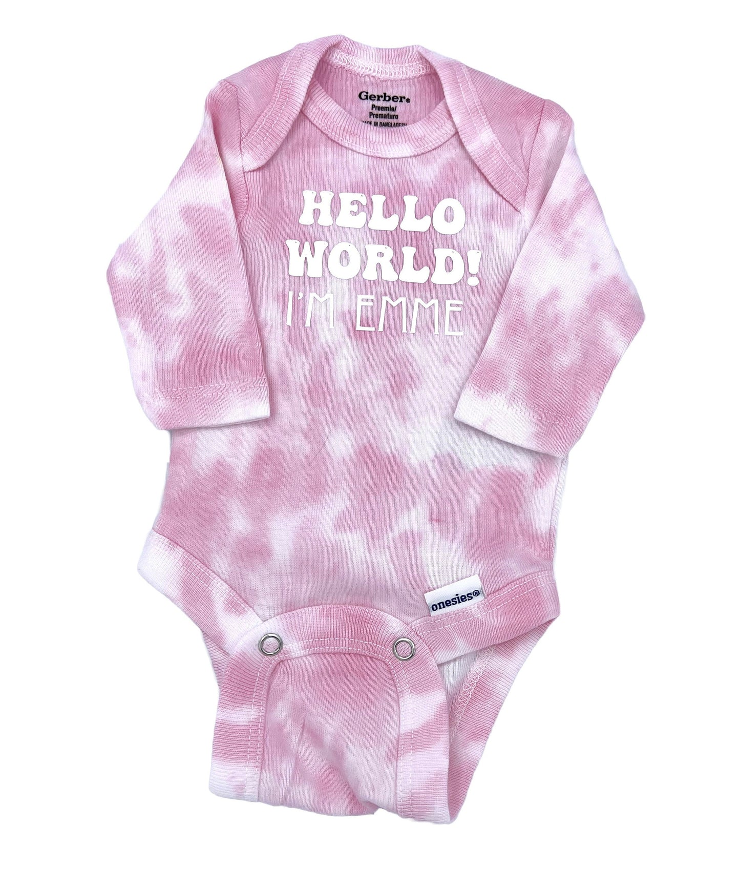 Personalized HELLO WORLD Tie Dye Baby Coming Home outfit