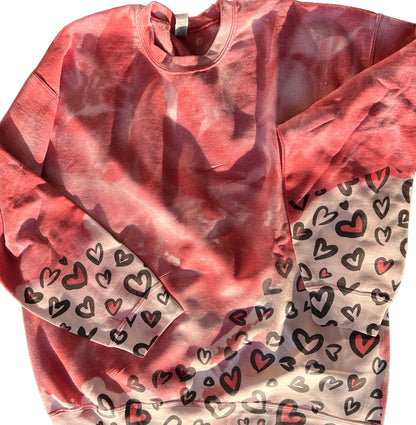 Red Bleached Heart Sweatshirt