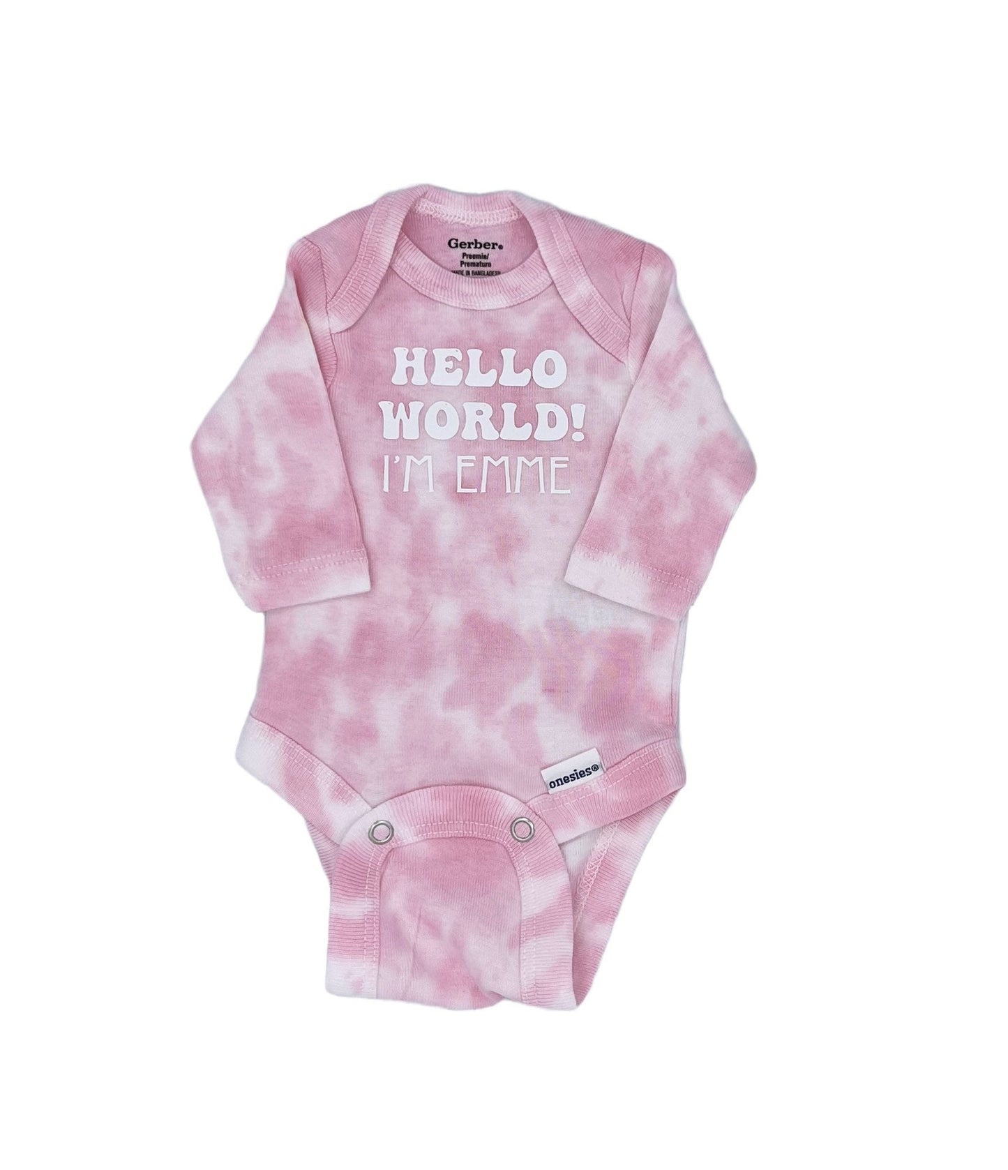 Personalized HELLO WORLD Tie Dye Baby Coming Home outfit