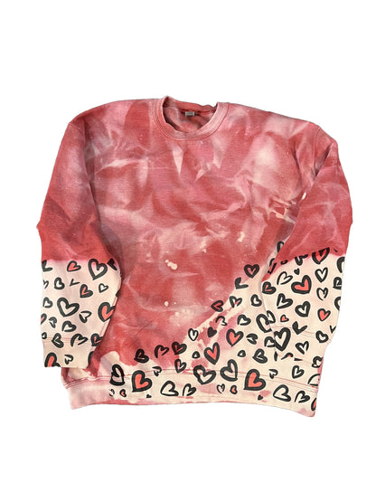 Red Bleached Heart Sweatshirt